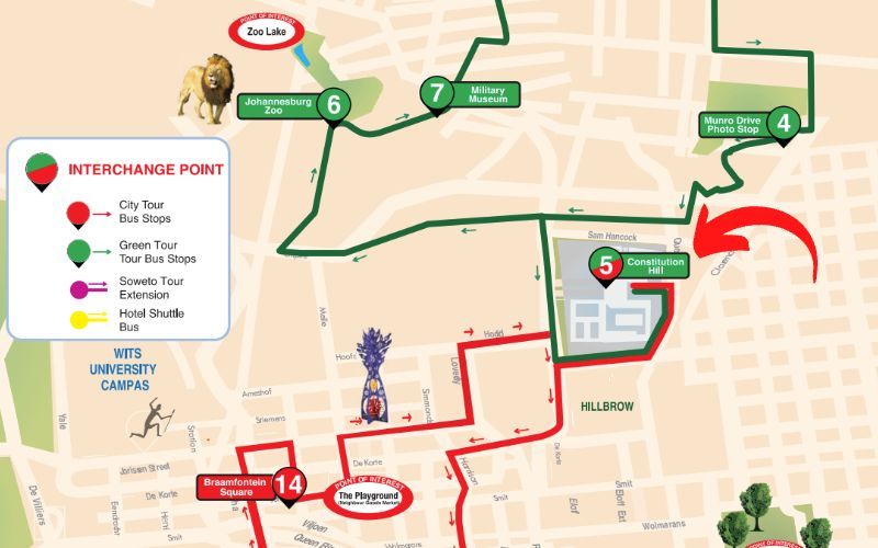 Transferência de Linha no City Sightseeing Joanesburgo