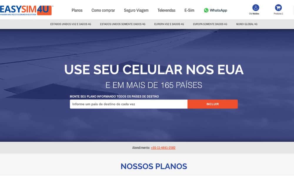 Página principal da Easysim4U