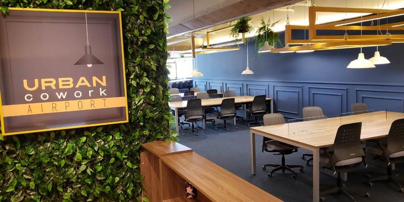 Entrada do cowork no aeroporto