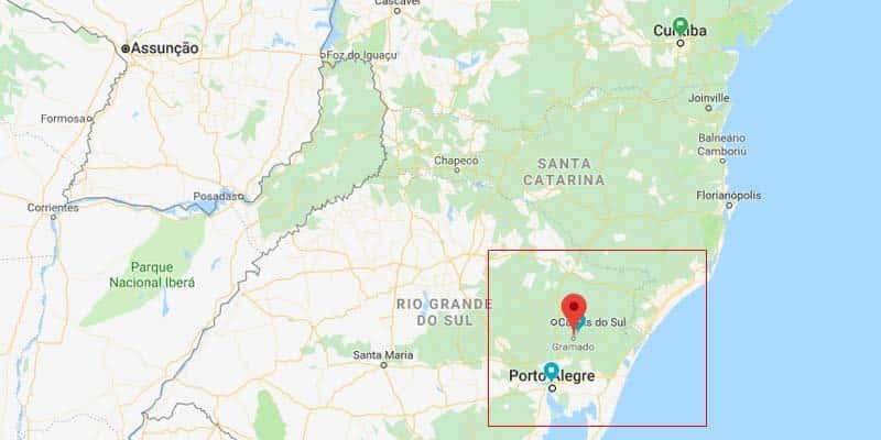Mapa de onde fica Gramado