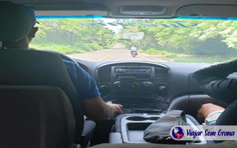 Dentro da van para Playa Blanca