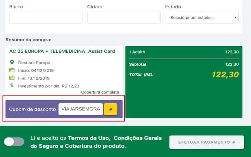 Página de pagamento da Seguros Promo