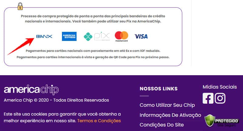 Certificado de pagamento do site