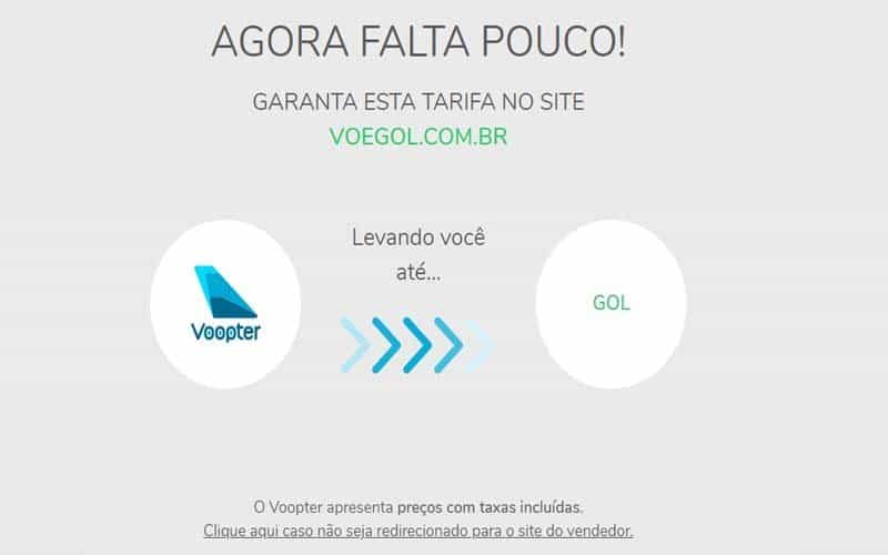 Página que direciona o cliente para comprar a passagem