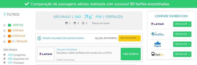 Página de pesquisa do voopter