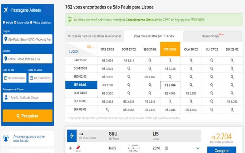 Página de voos