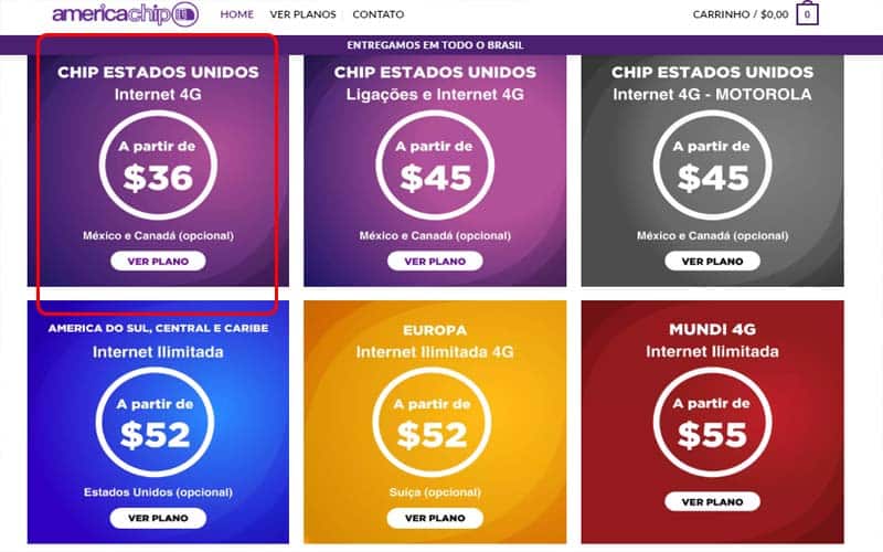 Como comprar chip na America chip
