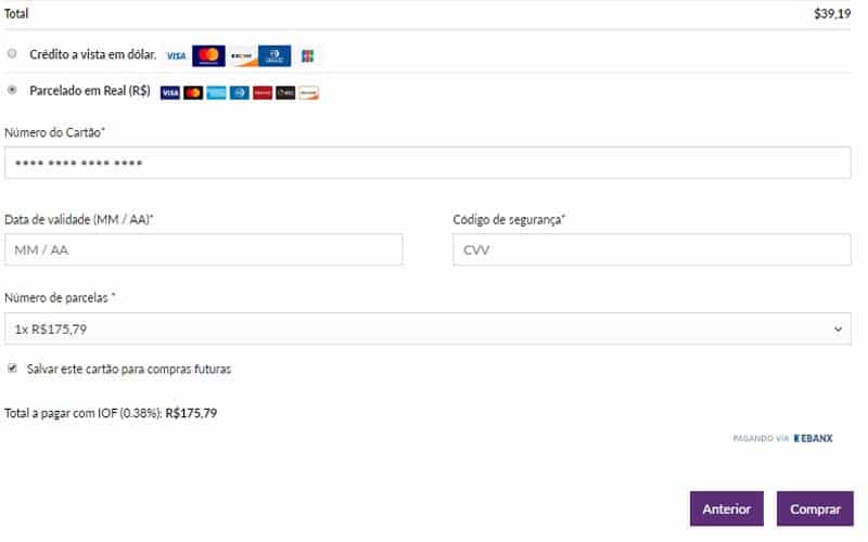 Realize o pagamento com cartão de crédito