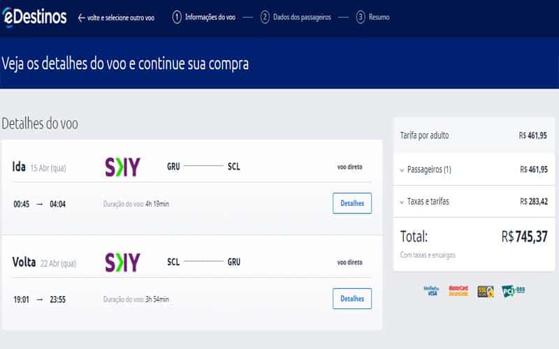 Detalhes da compra do voo