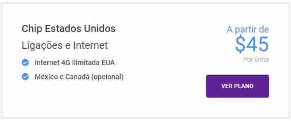 Chip Estados Unidos com Ligações e Internet