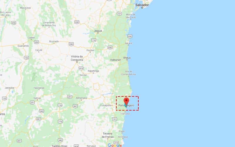 Mapa de onde fica Porto Seguro