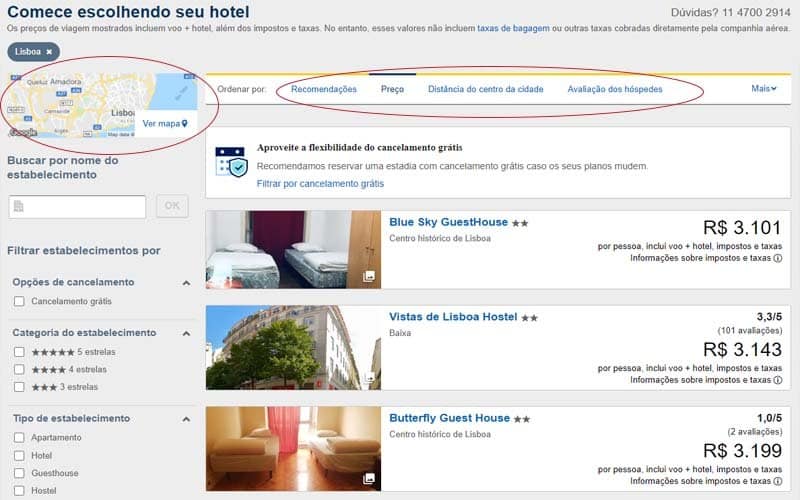 Opções de hospedagens em Lisboa