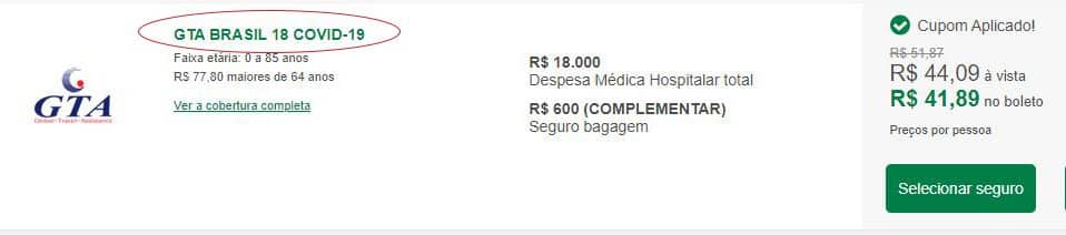 Seguro viagem nacional covid