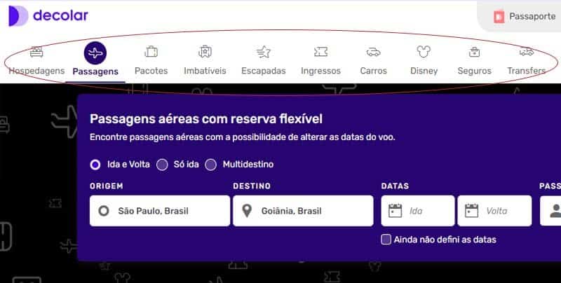 Principais serviços oferecidos pela Decolar