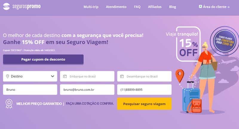 Página inicial do site da Seguros Promo