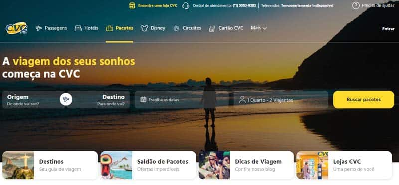 CVC - Onde comprar pacotes de viagens