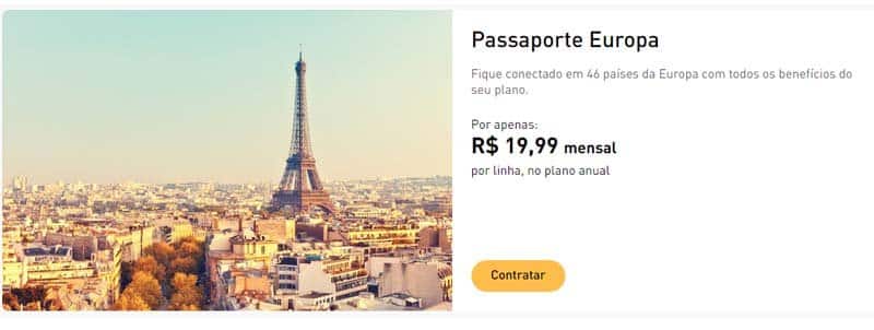 Passaporte Europa - Planos Claro Roaming Internacional