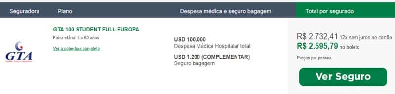 Plano da GTA para estudantes para Europa