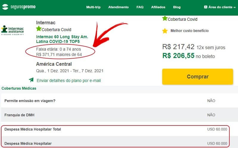 Preço do plano com melhor custo benefício para América Central