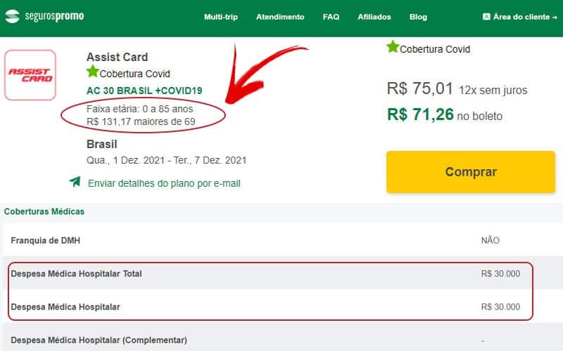 Plano da Assist Card de seguro viagem para idosos para viajar no Brasil