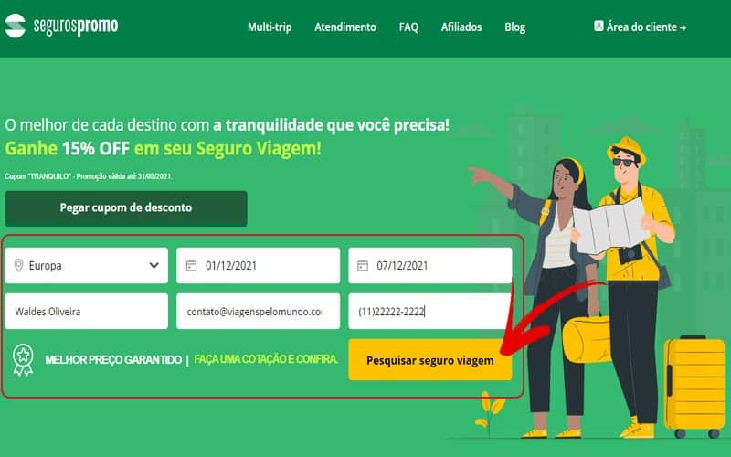 Página para comprar seguro viagem barato