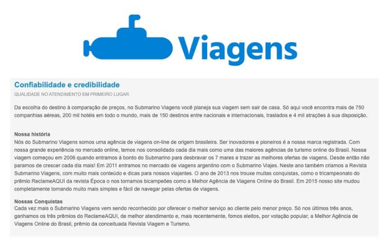 Sobre a Submarino Viagens