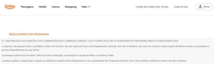 Regras da Smiles sobre venda de milhas