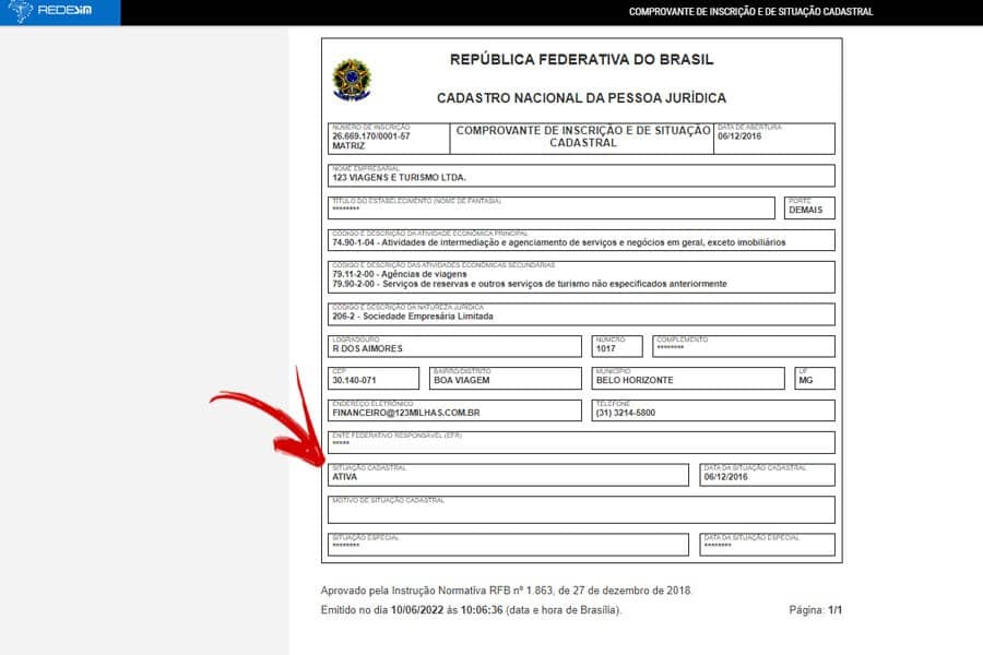CNPJ da 123 Milhas ativo na Receita