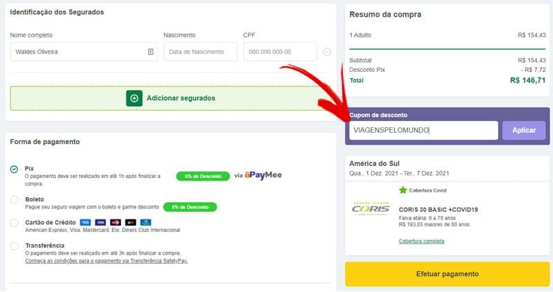 Página para colocar os dados do segurado