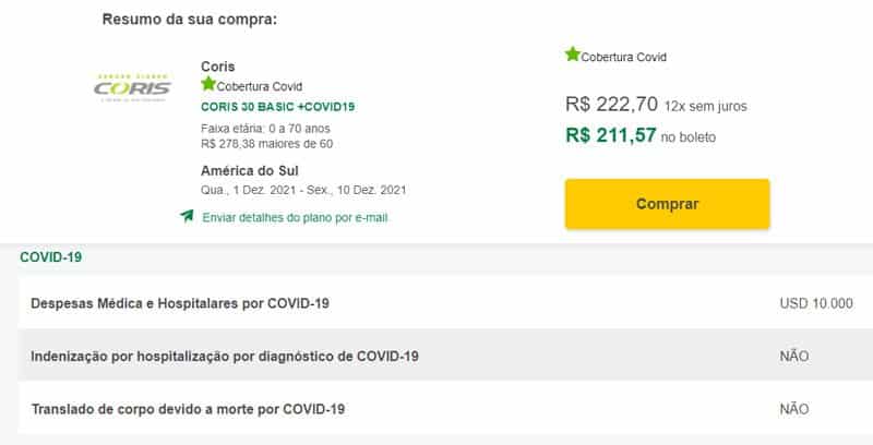 Cotação de um seguro viagem para Cartagena das Índias