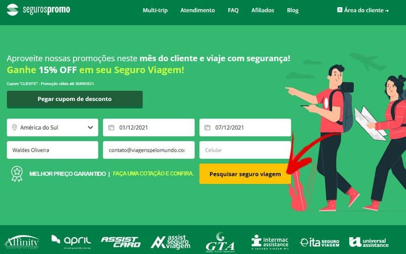 Página principal da Seguros Promo