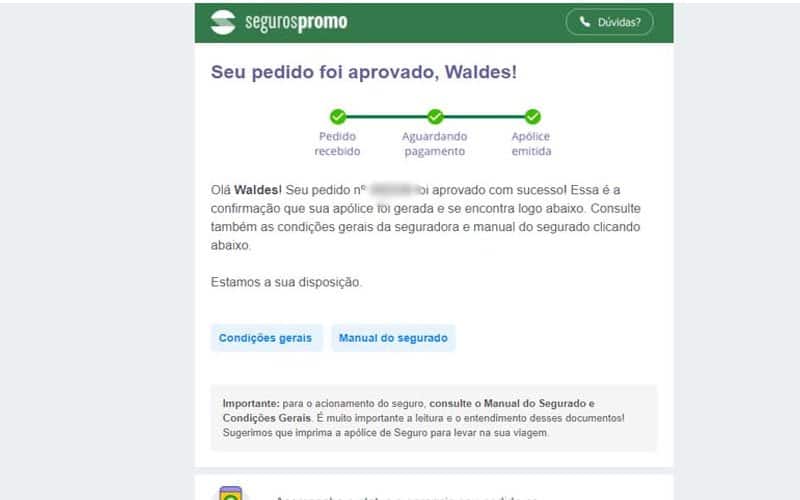 E-mail de confirmação de compra