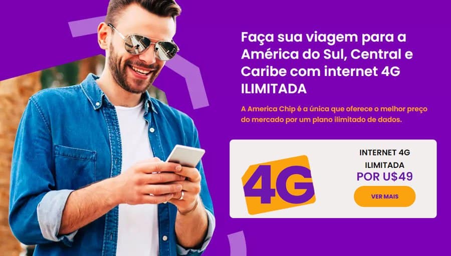 Página do chip internacional da America Chip