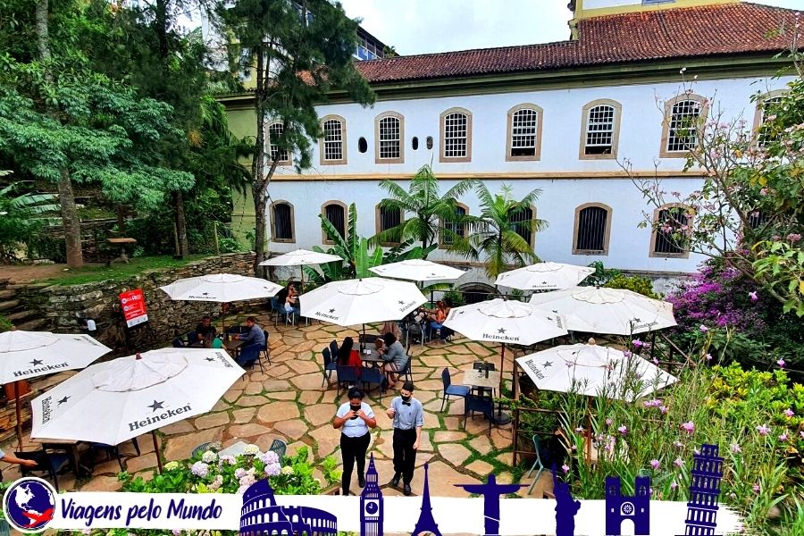 Ambiente externo do restaurante O Passo Pizza Jazz - Onde comer em Ouro Preto