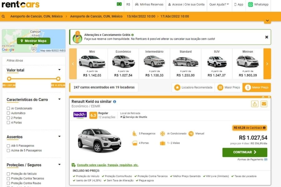Aluguel de carro em Cancún