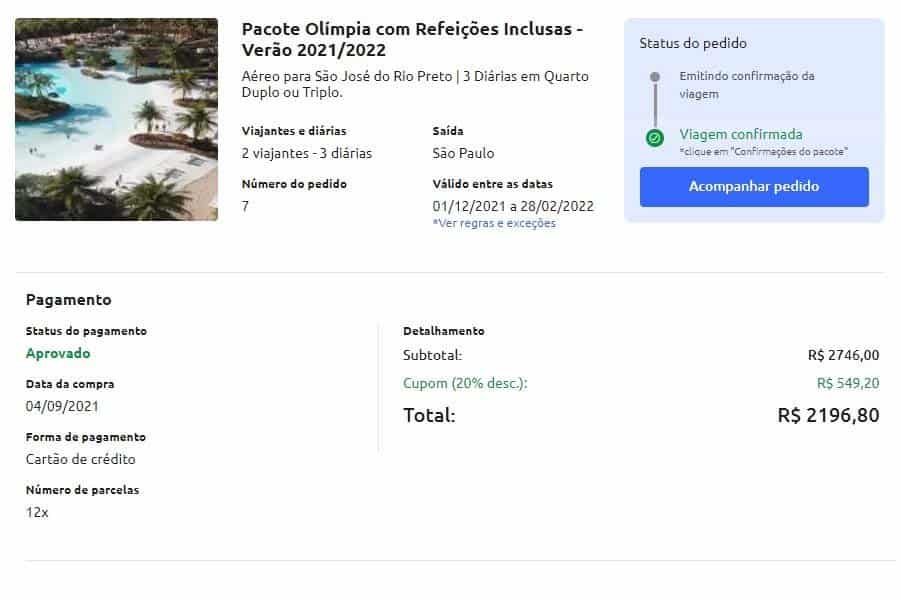 Preço do pacote de viagem para Olímpia