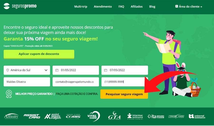 Página inicial da Seguros Promo