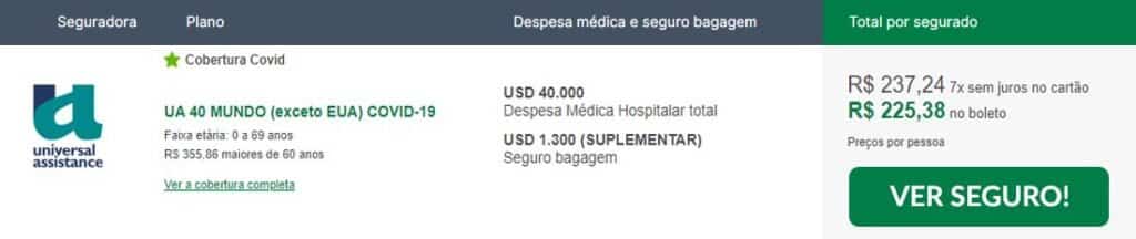 Plano com cobertura COVID-19