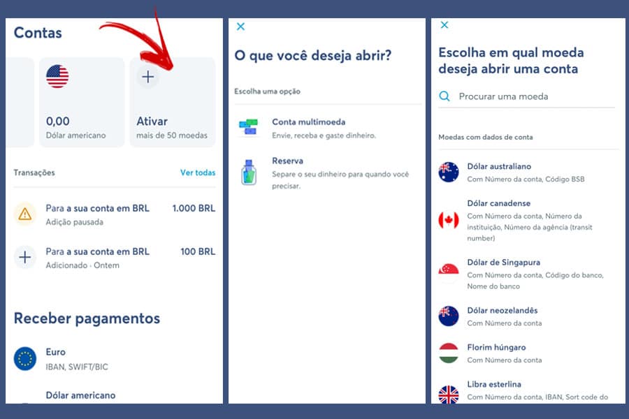 Passo a Passo para ativar moedas no aplicativo