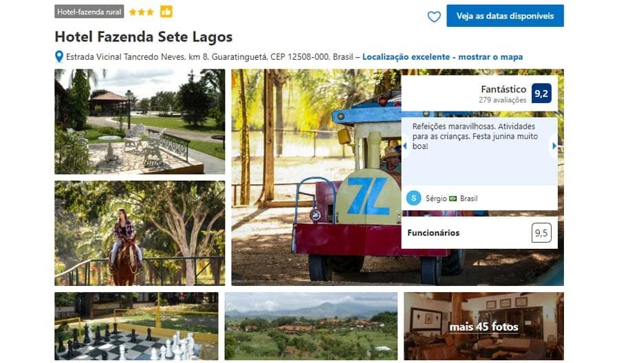 Hotel Fazenda Sete Lagos em Guaratinguetá