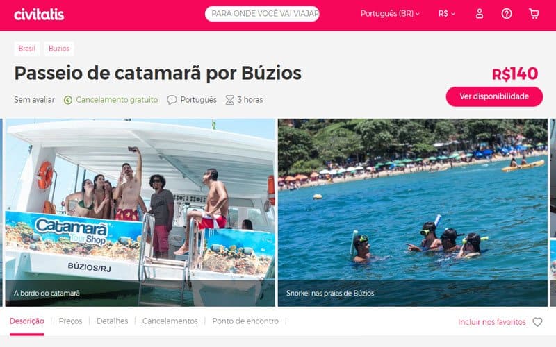 Passeio catamarã em Búzios
