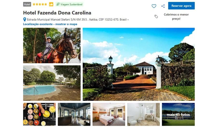 Hotel fazenda Dona Carolina em Itatiba