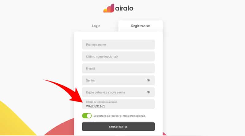 Se cadastrar na Airalo