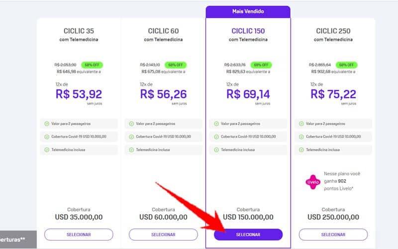 Planos disponíveis de seguro viagem ciclic