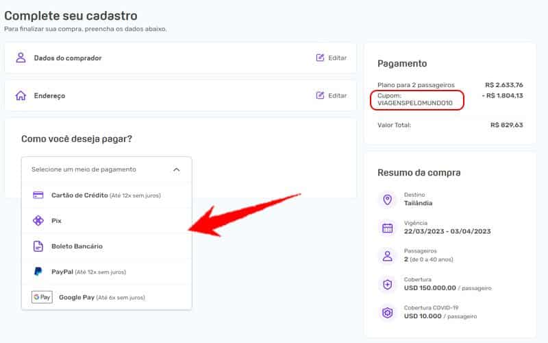 Formas de pagamento na Ciclic