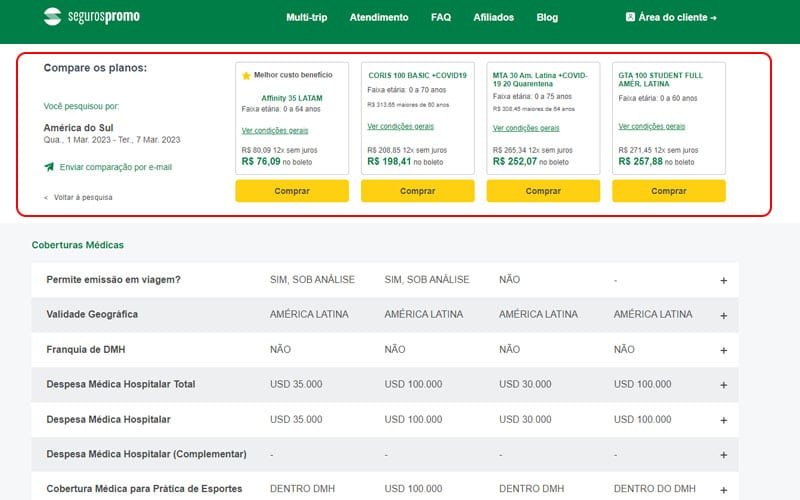 Valores de um seguro viagem para Buenos Aires