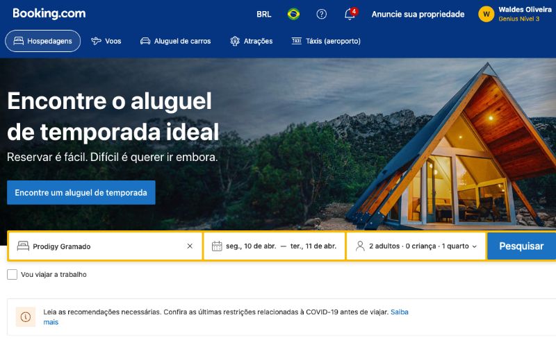 Booking, aplicaitvo para reservar hospedagens