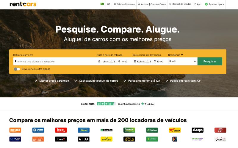 RentCars, aplicativo para alugar carro