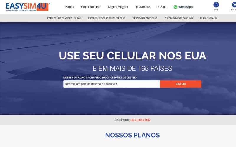 Página principal da Easysim 4U
