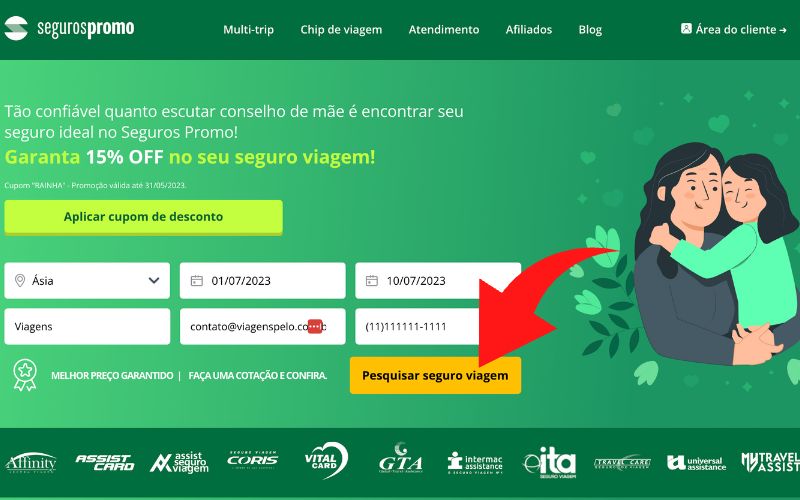 Página inicial da Seguros Promo